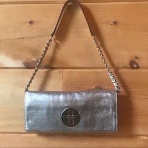 Kate Spade Silver Metallic Purse & Dust Bag